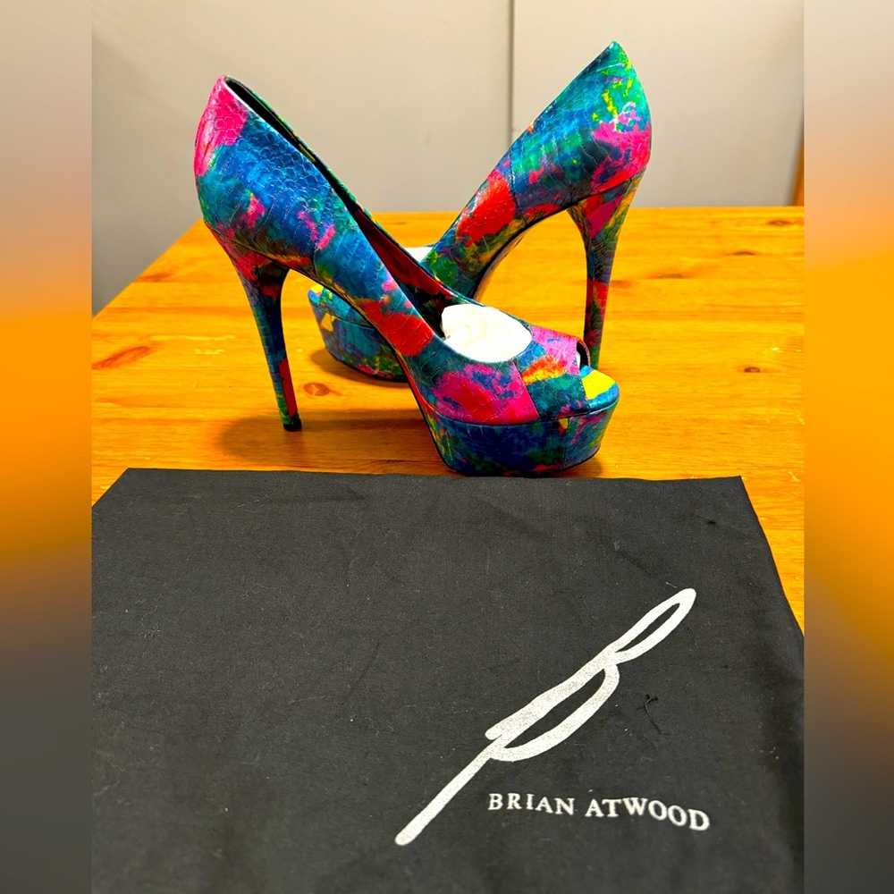 Brian Atwood multicolour platform heels size 7